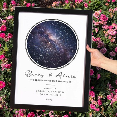 Constellation Star Map Print Frame for Couples Personalized Anniversary Gifts Christmas Gift Ideas