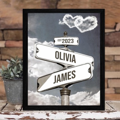 Personalized Date of Birth Vintage Street Sign with Names Gift for Couples Anniversary Gift Ideas