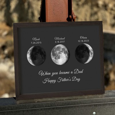 Personalized Moon Phase Frame Custom Wood Sign Family Gifts For Dad Father's Day Gift Ideas