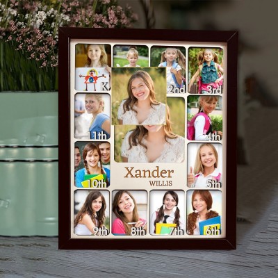 Custom K-12 School Years Photo Frame With Kid Name Back to School Gifts Wooden Gift For Kids