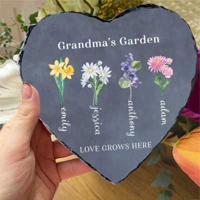 Custom Grammie Shirl's Garden Birth Flower Plaque Sign Unique Gift for Mom Grandma Christmas Gift Ideas