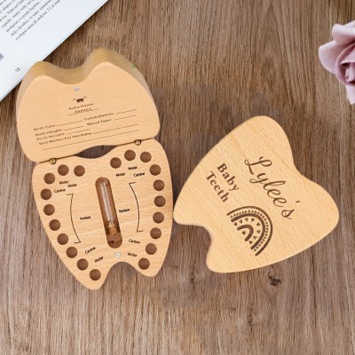 Personalized Engraved Wooden Baby Tooth Fairy Box Custom Keepsake Tooth Storage Box Baby Shower Gifts