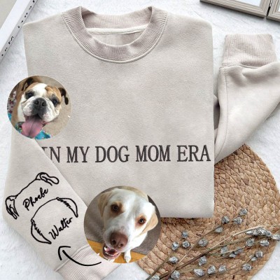 Personalized In My Dog Mom Era Dog Ears Outline Embroidered Sweatshirt Hoodie Best Gifts for Pet Lover