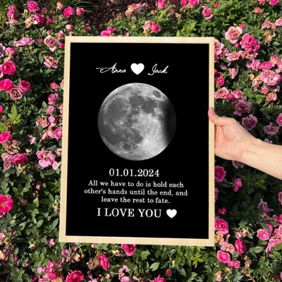 Personalized Art Print Moon Phase Frame Photo Sign Anniversary Day Gift Ideas Keepsake Gift For Couple