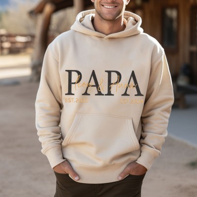 Personalized Papa Embroidered Sweatshirt Hoodie T-shirt Novel Father's Day Gift Ideas