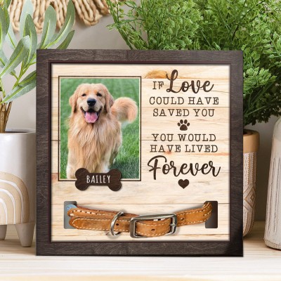 Personalized Memorial Pet Collar Frame Sign with Photo Remembrance Gift For Loss Pet