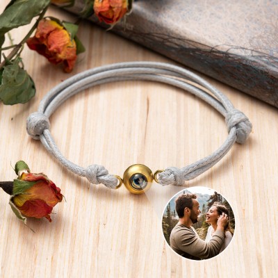 Personalized Braided Rope Photo Projection Bracelet Valentine's Day Gift Ideas For Couple