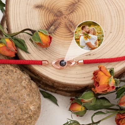 Personalized Memorial Rope Photo Projection Bracelet Anniversary Valentine's Day Gift for Soulmate