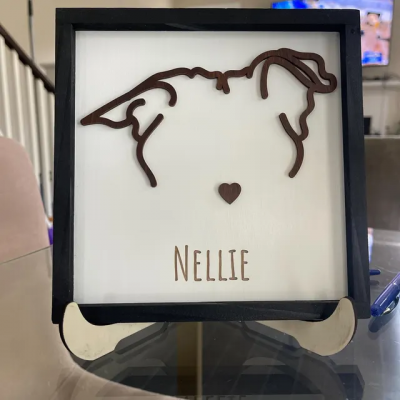 Personalized Dog Ear Outline Memorial Wood Frame Sign Unique Keepsake Gifts for Dog Lover Pet Loss Gifts