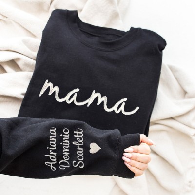 Personalized Mama Embroidered Sweatshirt with kids Names Mother's Day Gift Ideas