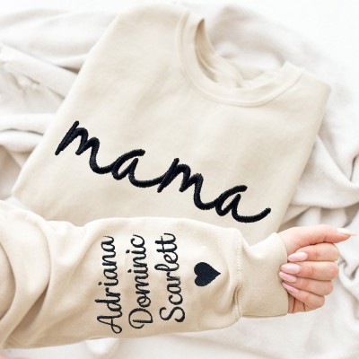 Personalized Grandma Embroidered Sweatshirt Hoodie with Kids Names For Mother's Day Gift