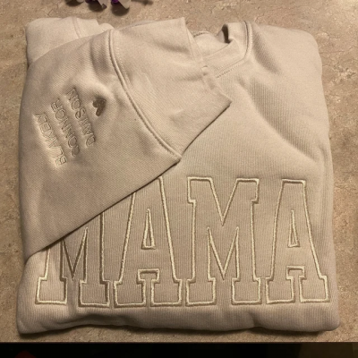 Personalized Embroidered Mama Sweatshirt Hoodie with kids Names On Sleeve Mother's Day Gift