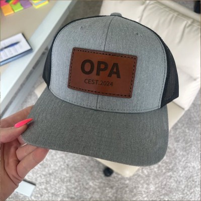 Benutzerdefinierte Papa Snapback Cap echtes Leder Patch Hut mit Datum perfektes Geschenk für Papa