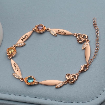 Personalized Name Bracelet with Birthstone Mother's Day Gift