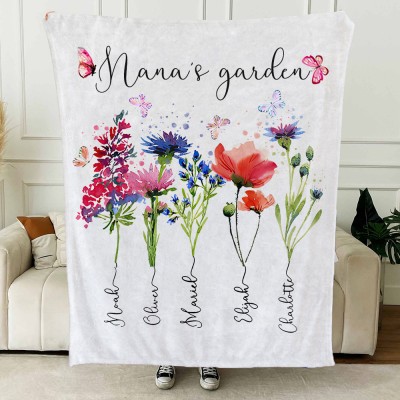 Personalized Mom's Garden Birth Flower Blanket