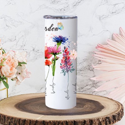 Personalized Mom's Garden Birth Flower Tumbler