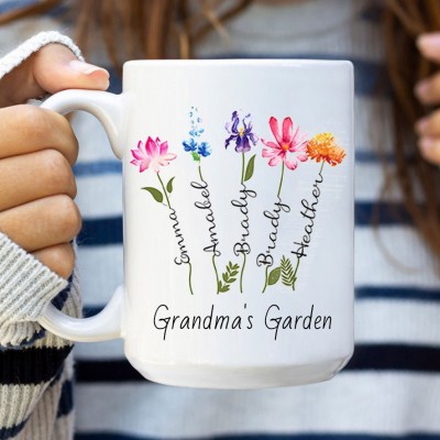 Personalized Grandma's Garden Birth Flower Mug