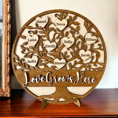 Personalized Family Tree Sign with Kids Names