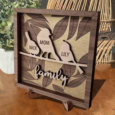 Personalized Family Bird Sign with Kids Names for Her