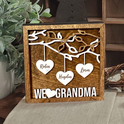 Personalized Love Grows Here Family Tree Sign for Mom