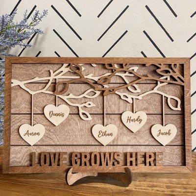 Personalized Wooden Family Tree Sign for Mom