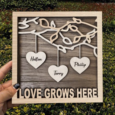 Personalized Wooden Family Tree Sign with Kids Names