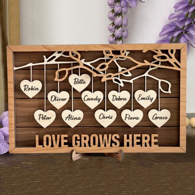 Personalized Family Tree Wooden Sign for Mother's Day