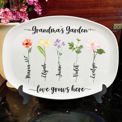 Personalized Mom's Garden Birth Flower Platter