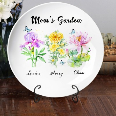 Personalized Grandma's Garden Birth Flower Platter with Names