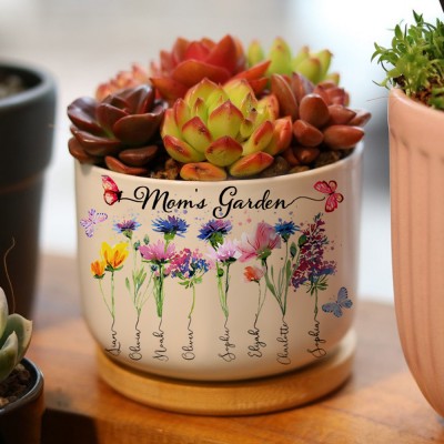 Personalized Mom's Garden Birth Flower Scculent Pot 