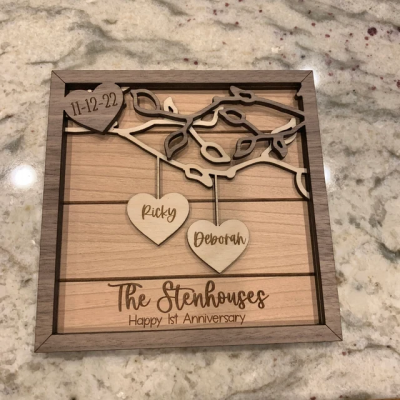 Personalized Family Tree Wood Sign with Names Anniversary Gift for Wife Keepsake Gifts for Couple